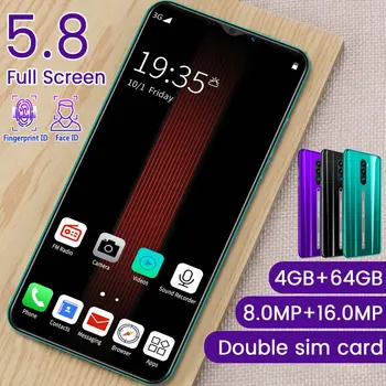 3G Smartphone 5.8 Inch Ecran Full Hd Android Smartphone cu Ecran de Amprente Deblocare Masina 4+64G Memorie Flash