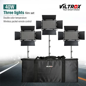 Viltrox VL-40T 3PCS Video LED Lumina de Studio Bi-color Slim Estompat Lampa + Stand-Lumină pentru Camera foto Facebook YouTube Live show
