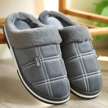 Iarna cald papuci barbati piele de Căprioară Umbrelă Scurt de pluș Interioară pantofi pentru bărbați Non-alunecare Confortabil de Catifea, rezistent la apa Blană acasă bărbați papuci