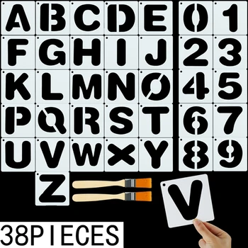 Alfabet Litere Limba Engleză Sabloane Pictura Scrapbooking Ștanțare Embossing Album Șablon De Hârtie 36 De Template-Uri + 2 Perii