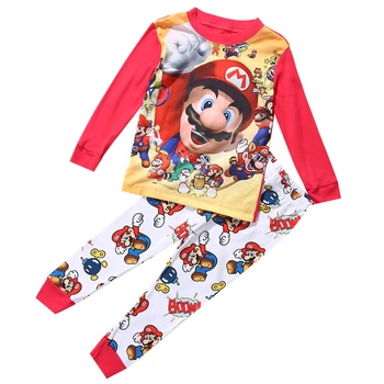 Copilul baietel 2 BUC Set Haine Super Mario Imprimare Bebe Maneca Lunga Topuri Pantaloni de Pijamale Pijamale Pijama Set 1-7Y