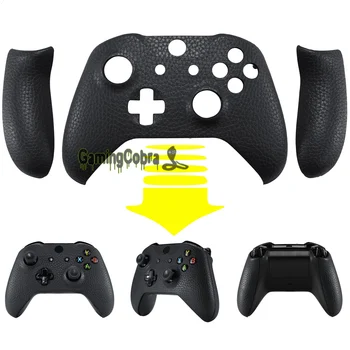 Negru Textura Premium din Piele PU de Sus Shell Masca de Reparare Kituri cu Șine Laterale Panou pentru Xbox One X & S Controler