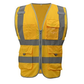 Hi Vis de Siguranță Vestă Reflectorizantă Bărbați echipamente de protecție Munca Vesta Instrument Buzunare Galben Albastru Vesta LOGO-ul Personalizat