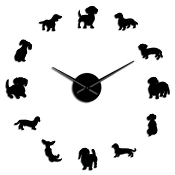 Teckel de Cățeluș de Companie Tematice Câine Cârnat 3d DIY Ceas de Perete Saat reloj de pared Ceas Wiener-Dog Cadou de casa noua Camera pentru Copii