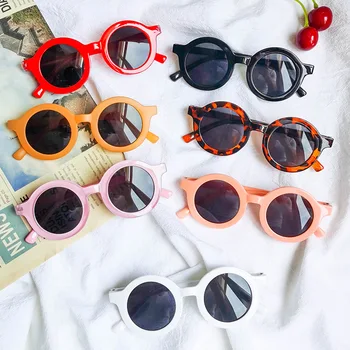 DYTYMJ Vintage Rotund ochelari de Soare pentru copii Bomboane de Culoare Drăguț Copii ochelari de Soare Personalitatea Copilului Anti-UV Ochelari de Soare pentru Fete Băiat