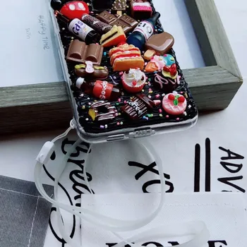 Drăguț DIY caz pentru iPhone X/XS 3D ciocolata telefon acoperă pentru ip11 pro max manual cremos shell XS MAX XR fata cadou ip6/6s 7/8plus