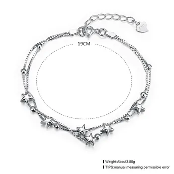 LEKANI Reale de Link-ul Lanț Brățară Pentru Femei Argint 925 Romantic Star Farmec Bratari Bijuterii Fine Cadou Fierbinte de Vânzare