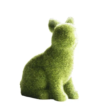 Sta/Stau Imitație Mușchi De Iepure Rășină S-Au Înghesuit Sculptura De Paști Flocking Animal Statuie Acasă Ornament De Gradina Verde
