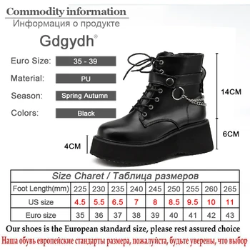 Gdgydh Sexy Lanț De Toamna Cizme Femei Gros Tocuri Platforma Confortabil În Afara Încălțăminte Pentru Petrecerea De Pantofi Negri Gotice De Mare Calitate