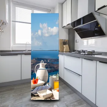 Auto-adeziv rezistent la apa, ușă dublă, frigider decorativ autocolant PVC usor de curatat autocolante de perete home decor camera de zi