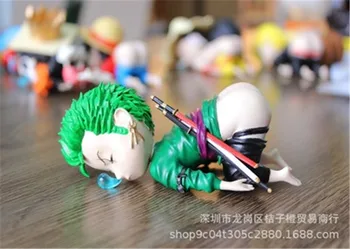 Anime One Piece Roronoa Zoro Drăguț Somnoros-fund PVC figurina Decor Birou de Colectie Model de Păpușă Jucărie Copii Cadou de 6-10cm