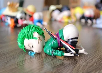Anime One Piece Roronoa Zoro Drăguț Somnoros-fund PVC figurina Decor Birou de Colectie Model de Păpușă Jucărie Copii Cadou de 6-10cm