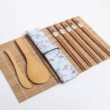 15buc Bambus Face Sushi Kit-ul Include 2 Sushi Rulare Rogojini 1 Towl 1 Orez cu Zbaturi 1 Orez Distribuitor de 5 Perechi de Bețișoare