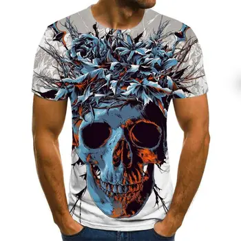 Skull T Shirt Barbati Negru Tricou Amuzant Punk Rock Haine Militare 3d de Imprimare T-shirt Hip Hop Mens Îmbrăcăminte de Vară Streetwear