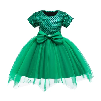 Halloween Little Mermaid Costum Pentru Fete Verde Pufos Tul Tutu Rochie Fete Copii Fantezie Ariel Dress Fantasia Infantil