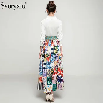 Svoryxiu 2021 Noua Pistă Designer de Vara Fusta Maxi pentru Femei Elegante de Culoare de Potrivire Flori de Imprimare Boem Fusta Lunga Femei
