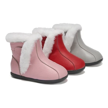 Fetițele glezna cizme de blană, pantofi de iarna de pluș cald antialunecare copilul gri roz roșu copii cizme de zapada chaussure de nina zapatos