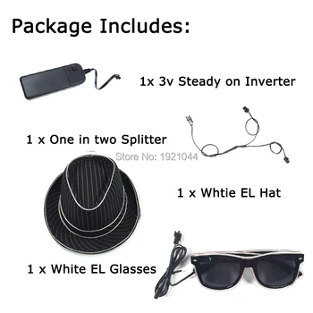 Noutatea EL Iluminat ochelari de Soare cu Negru + Obiectiv + EL Pălărie de Petrecere Noapte de Crăciun,de Nunta,de Carnaval Strălucire Decor Petrecere
