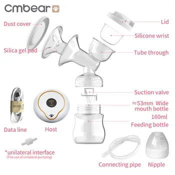 CMbear Dublu Pompa de San Electrica LED Puternic de Aspirare Masaj Pompa de San Pentru Mama PP Material Cu BPA Free Sticla de Lapte