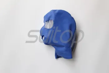 Nouă Bărbați Suitop latex Hote de cauciuc, masca pentru adult în albastru