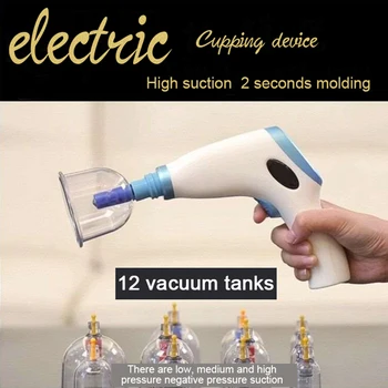 Electric Magnetic În Vid De Aspirație Ventuze 12 Cesti Masaj Chinezesc Celulita Set Kit Aparat Medical Vacuum Terapia Cu Ventuze Poftă De Mâncare