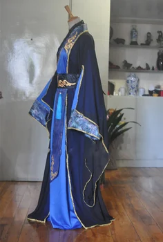 Clar Stoc Negru Albastru Costum de sex Masculin Hanfu pentru Etapa de Performanță sau TV Juca transport Gratuit