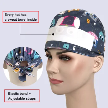 Unisex scrubs munca pălării Cosmetician accesorii lucrări de Laborator capac en-gros unisex imprimare animale de Companie manipularea psihologică de muncă pălării praf capac Nou
