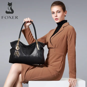FOXER Brand Femei din Piele Naveta Geantă de mână de Moda de sex Feminin de Lux de Mare Capacitate cu A4 Tote Feminin Casual Geanta de Umar