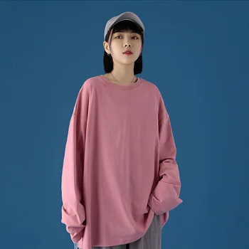 2020 Noua Moda Tricou Femei de Primăvară Solid Supradimensionat Tricou Harajuku tricouri Femei Alb Galben Vrac Topuri cu Maneci Lungi