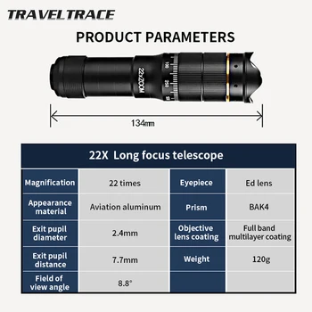 22 X de Înaltă Puternic Monocular pentru Smartphone Mini-Telescop aparat de Fotografiat Telefon Mobil Adaptor Trepied Definiție HD Lentile Telephoto Zoom