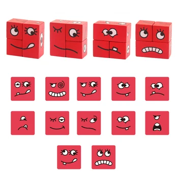 Nouă Copii Jucarii din Lemn Schimbare Fata de Cub Puzzle forme Geometrice Puzzle 3D Timpurie a Copiilor Jucarii Educative Părinte-copil Joc Jucarii