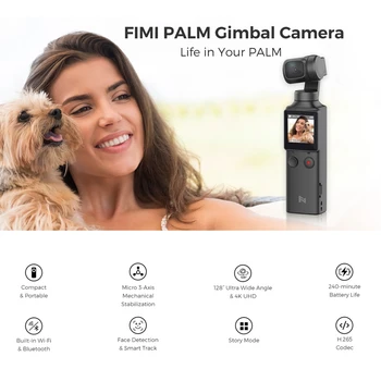 FIMI Palma Camera Oficiale Kit 3 Axe HD 4K Portabil Camera Gimbal Stabilizator 128° Unghi Larg Inteligent Urmări Built-in Wi-Fi Control