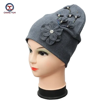 2020 Pălărie de Iarnă pentru Femei Tricotate Pălărie Moale Cald la Modă de Înaltă Calitate Femei Culoare Solidă Tricot Pălărie rafinat Panza flori chapeau