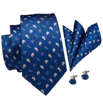Hi-Cravată Paisley Legături de Gât pentru Bărbați Cravate de Afaceri Pătrat de Buzunar Butoni Set Albastru Verde Galben Moda Nunta de Mătase, Cravate Barbati
