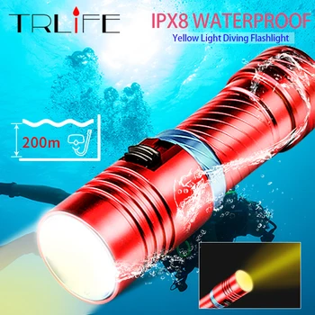 IPX8 Scuba Galben Scufundări Lanterna LED-uri de 100 de Metri rezistent la apă Subacvatic Profesionale Divi Adâncime de Camping Lanterna Lanterna