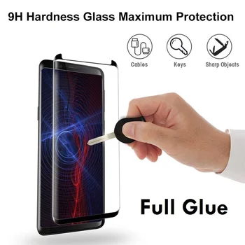 3D Full Adeziv S9 Sticla Temperata Pentru SAMSUNG S9 S8 Plus Caz Prietenos Plin de Lipici Folie de protectie Ecran Pentru Galaxy Note8 Note9
