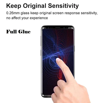 3D Full Adeziv S9 Sticla Temperata Pentru SAMSUNG S9 S8 Plus Caz Prietenos Plin de Lipici Folie de protectie Ecran Pentru Galaxy Note8 Note9