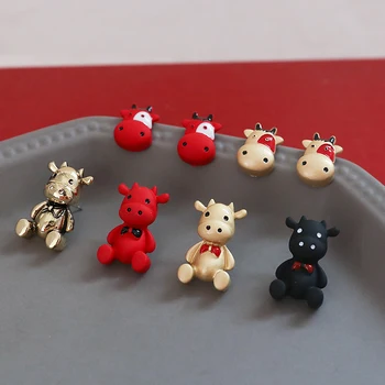 6pcs Coreea de Desene animate de animale Drăguț Cercei pentru Femei Mavericks aliaj vopsea spray stud Cercei bijuterii diy accesorii materiale