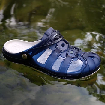 2018 Nouă Bărbați Vară Papuci de Plaja Gaura Gol de Ventilare Barbati pantofi Respirabil Sandale de Plaja cu solide Fierbinte