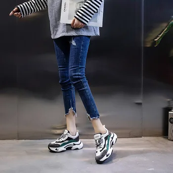 Piele naturala plus catifea adidasi femei 2020 toamna și iarna stil platforma adidasi femei dantelă pantofi casual plat z537