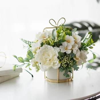 Flori False Stil Nordic Ghivece Cu Flori Hibrid Buchet De Decor Acasă Hortensie Flori Artificiale Setarea De Masă Decor Nunta