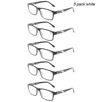 Henotin 4 pack retro tipărite ochelari de citit pentru bărbați și femei arc balama dreptunghiulară rame ochelari de vedere 1.0 1.5 2.0 3.0 4.0