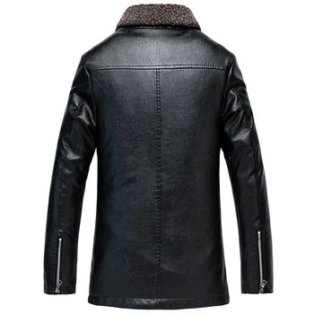 Moda Jachete de Iarnă pentru Bărbați Britanic Gros de Catifea Caldă Haine Casual Uza Lung Trenci Barbati Marime Mare M-8XL Piele PU Biker Jacket