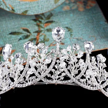 Baroc Spumante Argint Culoare Cristal Stras Nunta Coroana Bentita De Mireasa Tiara Concurs Diademă Hairband Accesorii De Par