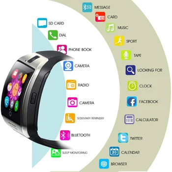 Moda 2020 Inteligent Ceas Cu Camera, Q18 Bluetooth Smartwatch cu SIM Slot pentru Card TF Activitate de Fitness Tracker Ceas Sport Pentru Android