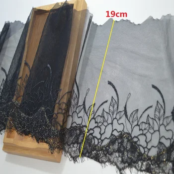 2yds/lot 19cm negru tifon aur model de gene Broderie Dantelă Asieta DIY dantelă lucrată manual accesorii textile fabrics18052003