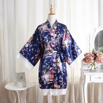 BZEL 2019 Satin rochii De Mirese Mireasa dră de onoare Haină de Nuntă Sexy Sleepwear Florale Pijama Halat de baie Scurt cămașă de noapte Femei, Kimono