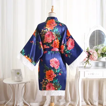 BZEL 2019 Satin rochii De Mirese Mireasa dră de onoare Haină de Nuntă Sexy Sleepwear Florale Pijama Halat de baie Scurt cămașă de noapte Femei, Kimono