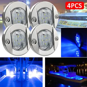 4 Buc 12V Marin Barca Marker Lumina 6 LED 2835 SMD LED Stern Rotunde de Lumină LED-uri Lampa spate Yacht Accesorii