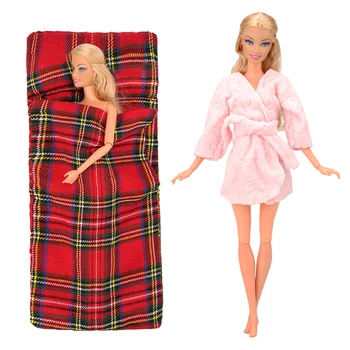 Moda 2 Buc/Set Accesorii Papusa Jucării = 1 Halat De Baie + 1 Sac De Dormit Pentru Barbie Joc De Pansament Mai Bun Cadou Pentru Fata
